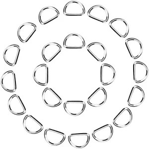 100 Pack Metal D Ring, 1/2 Inch