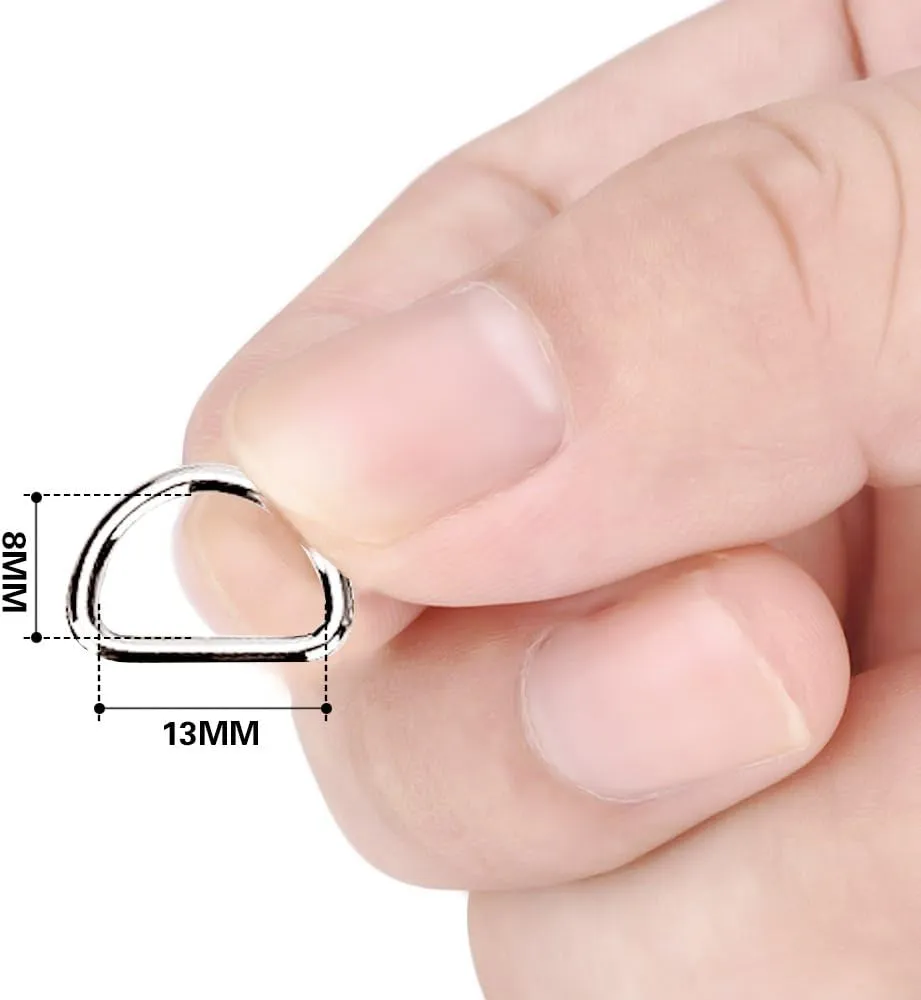 100 Pack Metal D Ring, 1/2 Inch