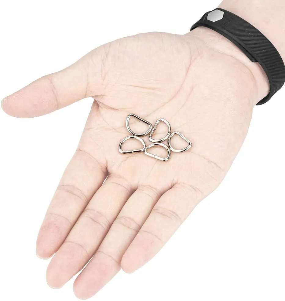 100 Pack Metal D Ring, 1/2 Inch