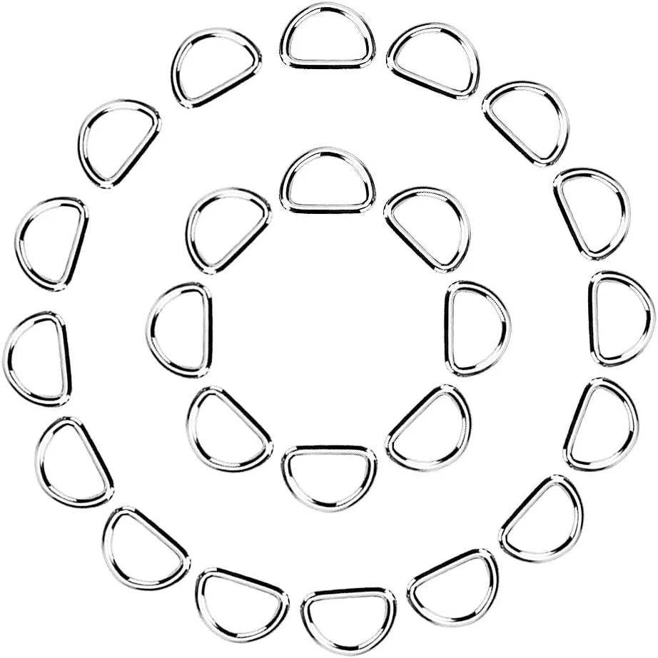100 Pack Metal D Ring, 1/2 Inch