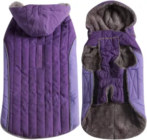 100% Polyester Dog Hoodie for Small Medium Dogs Super Warm Puppy Jacket for Cold Winter Dog Coats, Purple M