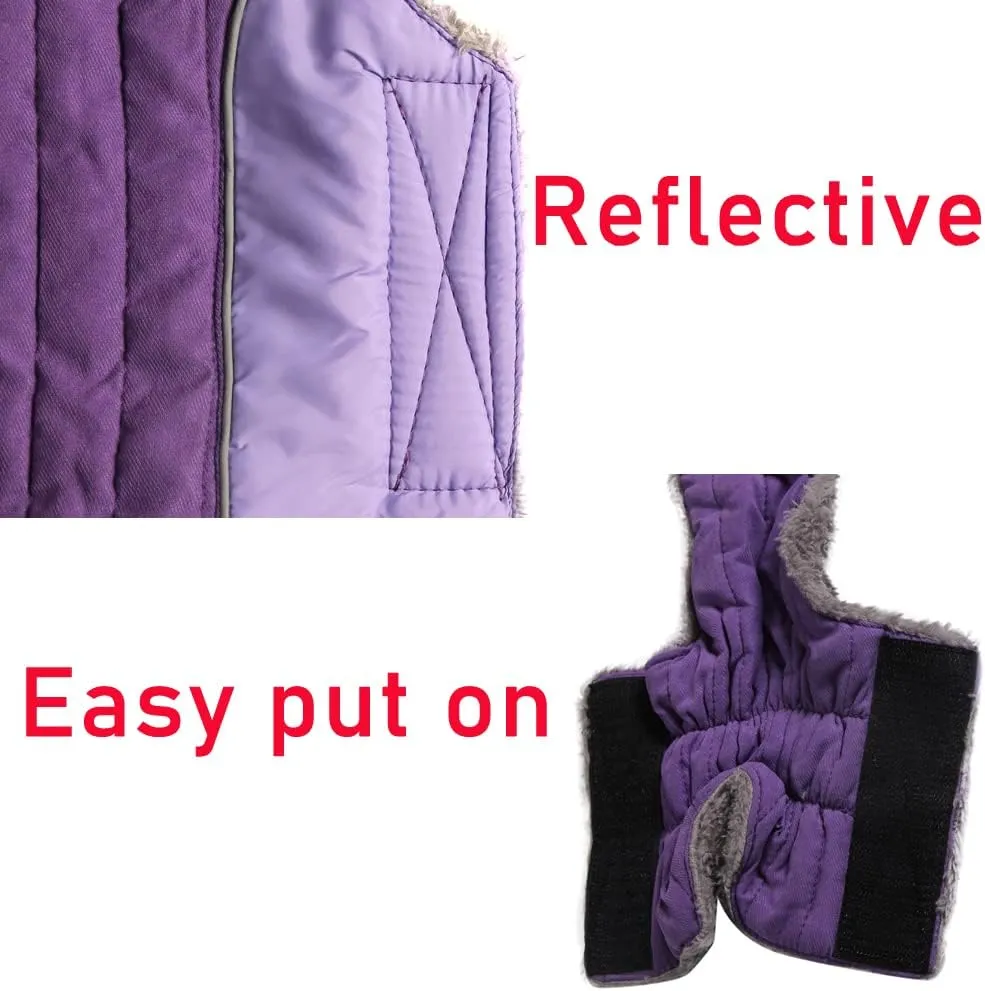 100% Polyester Dog Hoodie for Small Medium Dogs Super Warm Puppy Jacket for Cold Winter Dog Coats, Purple M