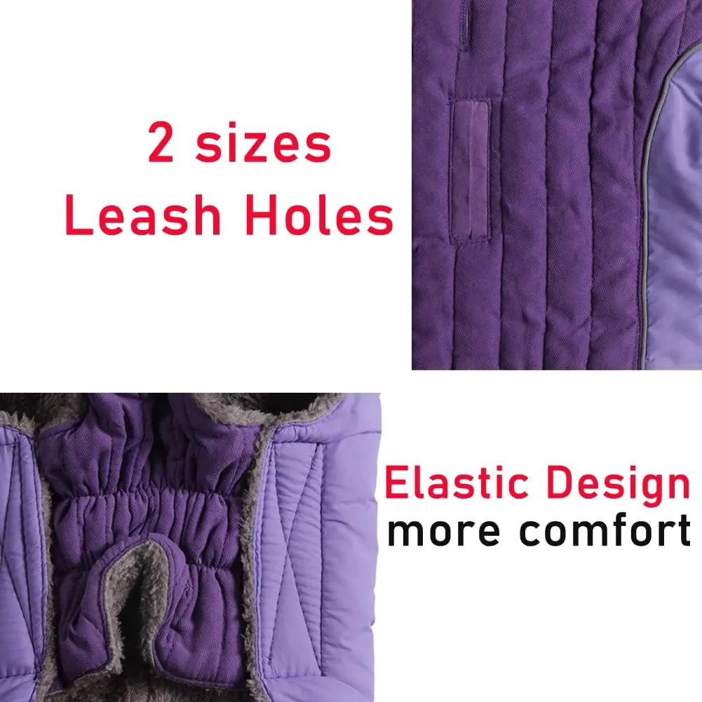 100% Polyester Dog Hoodie for Small Medium Dogs Super Warm Puppy Jacket for Cold Winter Dog Coats, Purple M