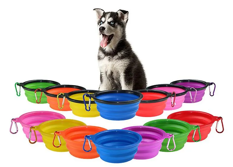 2Pcs M 650ml black Portable Outdoor Pet feed bowl Foldable Silicone travel Bowl AZ11377