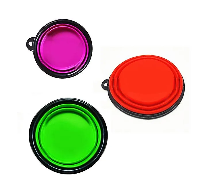2Pcs M 650ml black Portable Outdoor Pet feed bowl Foldable Silicone travel Bowl AZ11377