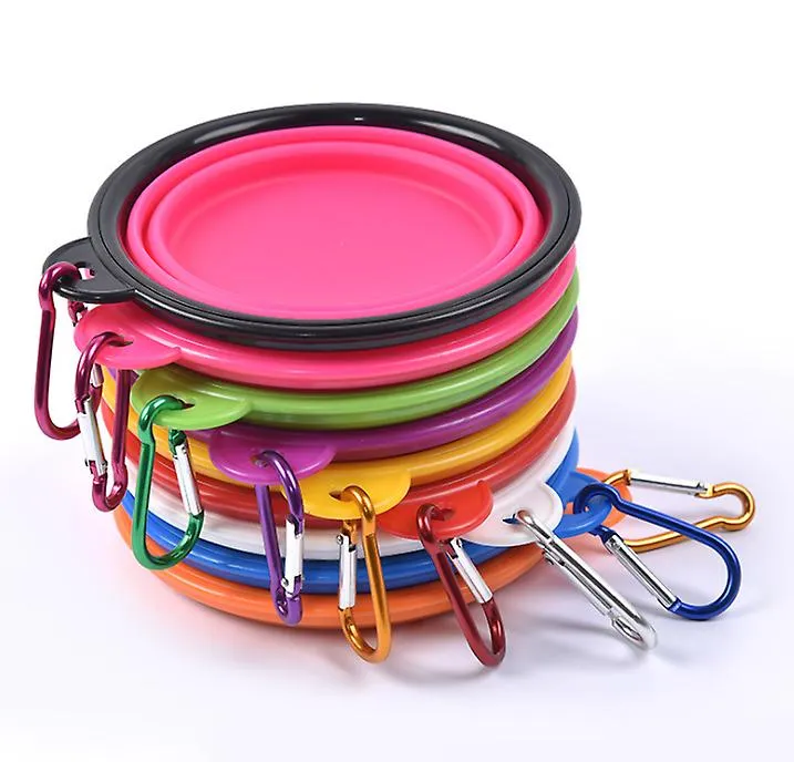 2Pcs M 650ml black Portable Outdoor Pet feed bowl Foldable Silicone travel Bowl AZ11377