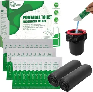 (30pcs Poo Gel 20pcs Toilet Bag Portable Toilet Absorbent Gel Poo Urine Powder for Outdoor Hiking Camping Poo Gel for Portable Toilet Camping Toilet Gel Poo Powder for Outdoor Use