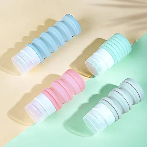 4-Color Travel Bottle Set Food-Grade Refillable Travel Containers,Collapsible Travel Accessories Tube Sets for Shampoo Lotion Soap,42ML-88ML (4-color set)