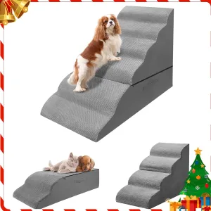 6-Step 30 Inches Dog Steps&Stairs for High Bed Up to 30-36 Inches Tall, LitaiL Dog Ramps for Small Dogs Cat Older Pets, Non-Slip Foam Pet Stairs No Assembly