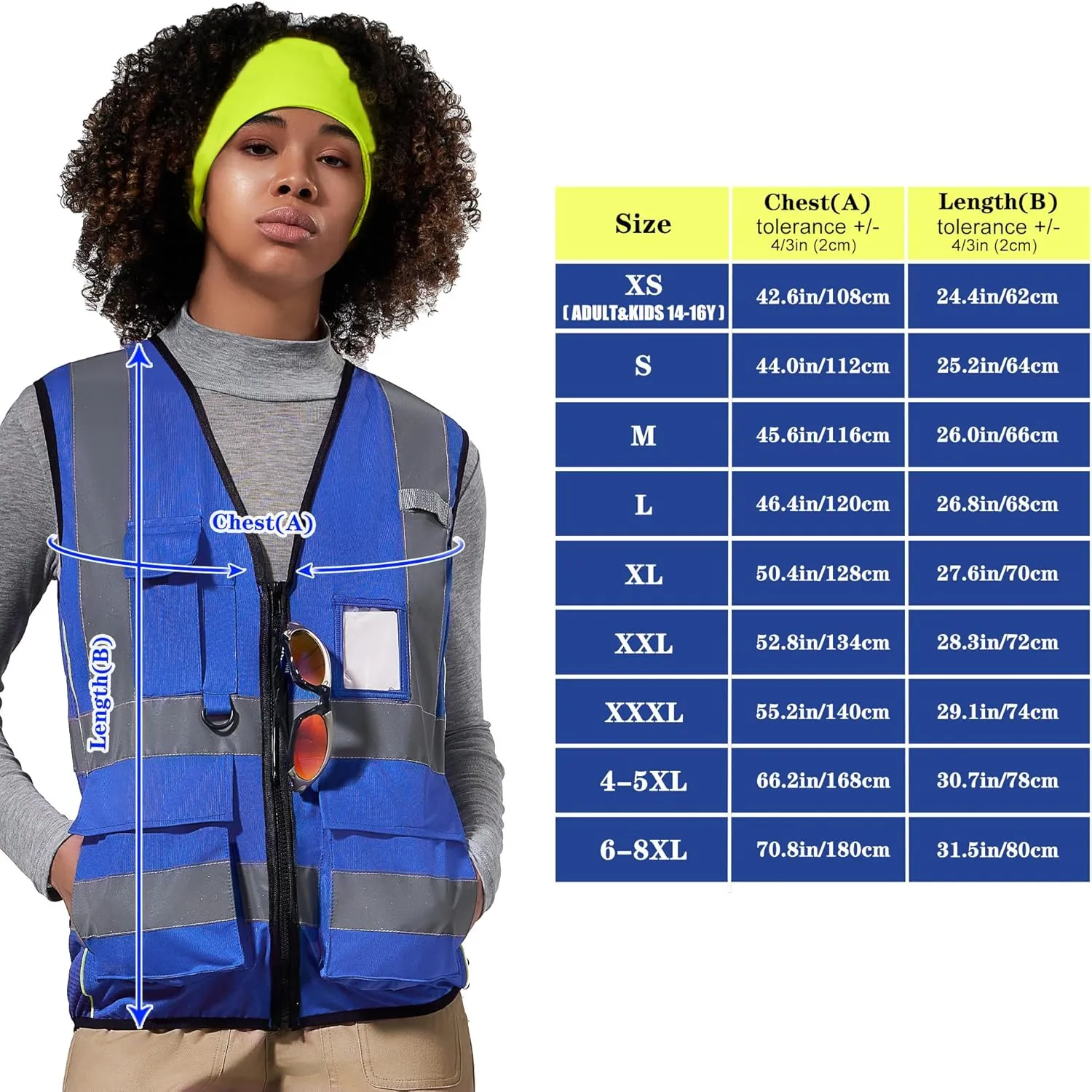 A-SAFETY High Vis Safety Vest for Women - Reflective Strips, Multi-Pockets, Zipper Closure