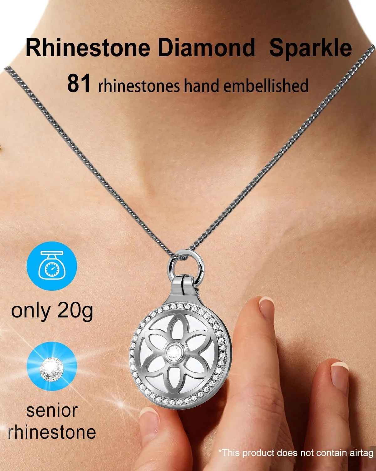 Airtag Necklace for Kids,Girls,Adults,Metal Badge Airtag Necklace,Airtag Watch Necklace,29in Adjustable Alloy Necklace with Airtag Holder for Apple Air Tag