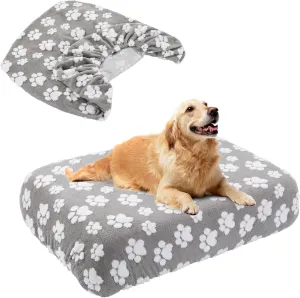 BALAPET Washable Dog Bed Cover 100% Waterproof, Soft Plush Velvet Dog Bed Covers Replacement Only, Fitted Reusable Cover for Pet Mat Bed(44x35x6in)