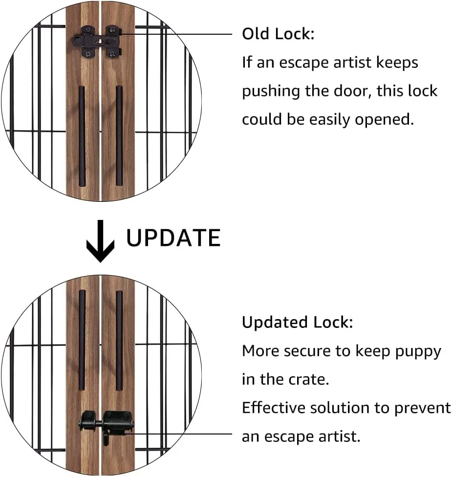 beeNbkks Furniture Style Dog Crate End Table, Double Doors Wooden Wire Dog Kennel with Pet Bed, Decorative Pet Crate Dog House Indoor Medium Large