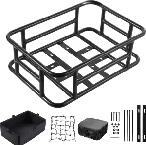 Bike Basket Rear,Large Capacity Folding Bicycle Basket with Removable Liner Bag,18 x 13 inches Bike Basket for Adult Women/Men Carrying Dogs, Pets, Fruit & Grocery C