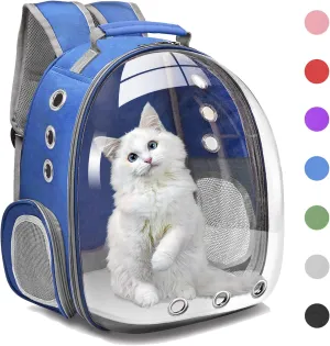 Cat Backpack Carrier Bubble Carrying Bag, Small Dog Backpack Carrier for Small Medium Dogs Cats, Space Capsule Pet Carrier Dog Hiking Backpack, Airline Approved Travel Carrier - Navy Blue