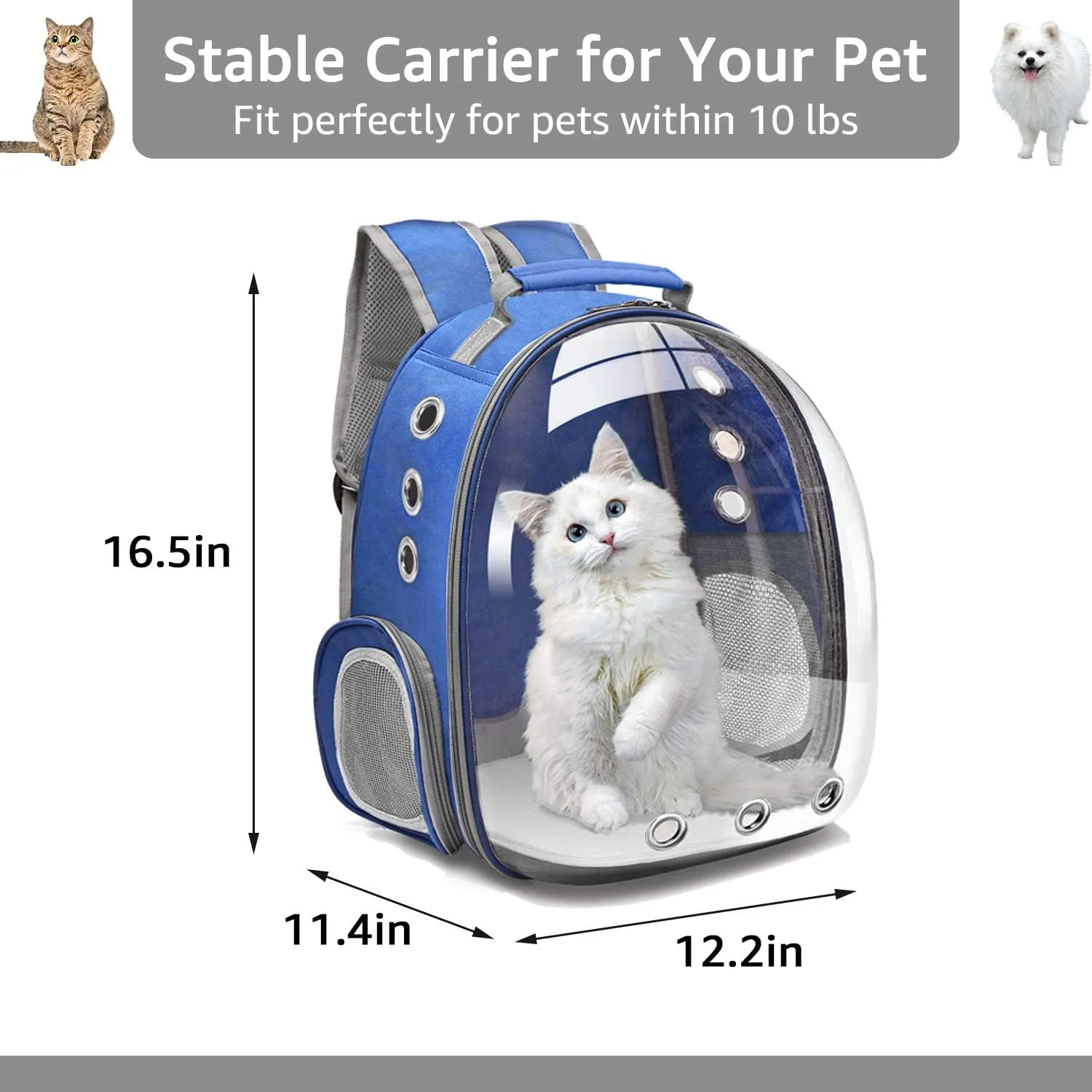 Cat Backpack Carrier Bubble Carrying Bag, Small Dog Backpack Carrier for Small Medium Dogs Cats, Space Capsule Pet Carrier Dog Hiking Backpack, Airline Approved Travel Carrier - Navy Blue