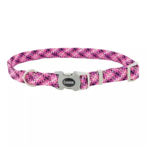 Coastal Pro Active Adjustable Woven Reflective Dog Collar XS Pixel Pink