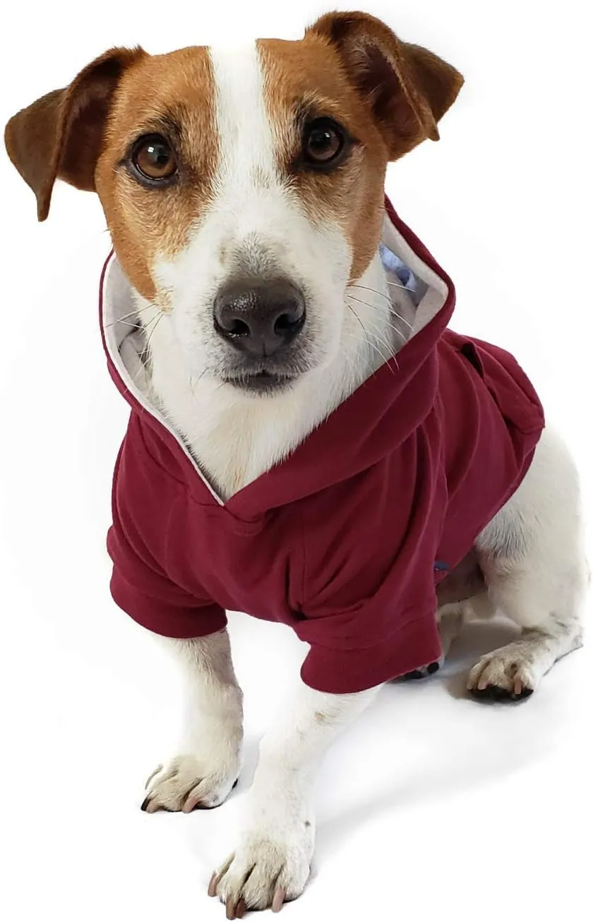 DJANGO Fully Lined Hoodie for Dog - Soft, Stretchy, and Cozy Sweatshirts for Dogs - Burgundy Red Winter Dog Sweaters for Dachshunds and Small Dogs - Warm Dog Hoodie X-Small with Elastic Waistband