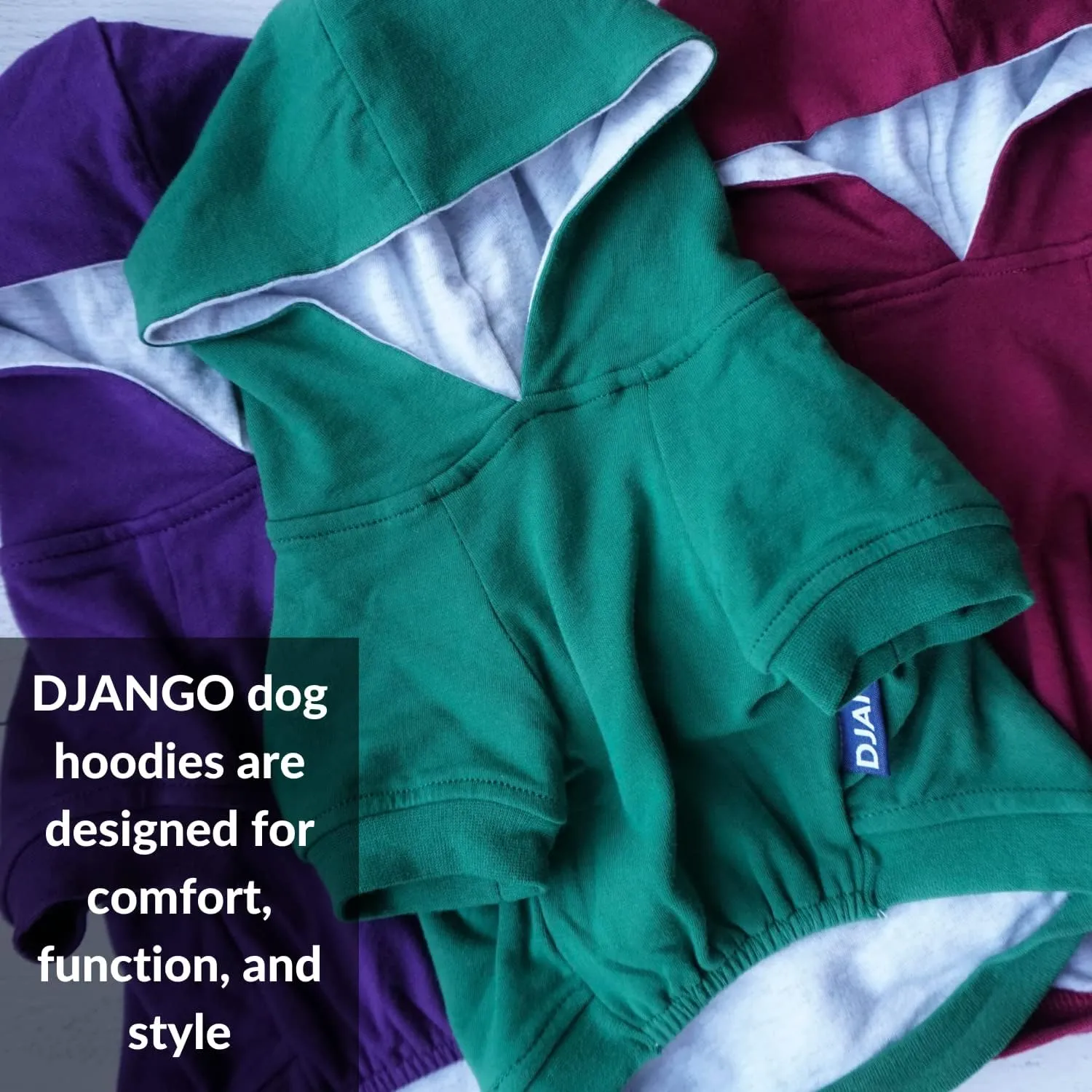 DJANGO Fully Lined Hoodie for Dog - Soft, Stretchy, and Cozy Sweatshirts for Dogs - Forest Green Winter Dog Sweaters for Dachshunds and Small Dogs - Warm Dog Hoodie X-Small with Elastic Waistband
