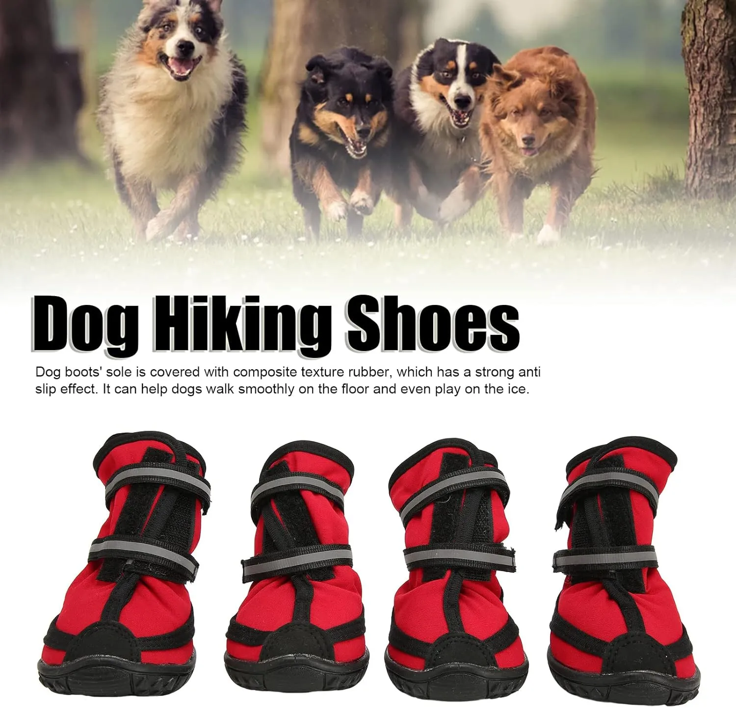 Dog Shoes, Water Anti Slip Dog Boots Protector with Reflective Strips for Rainy Day Winter Outdoor Hiking Traveling(XXL)