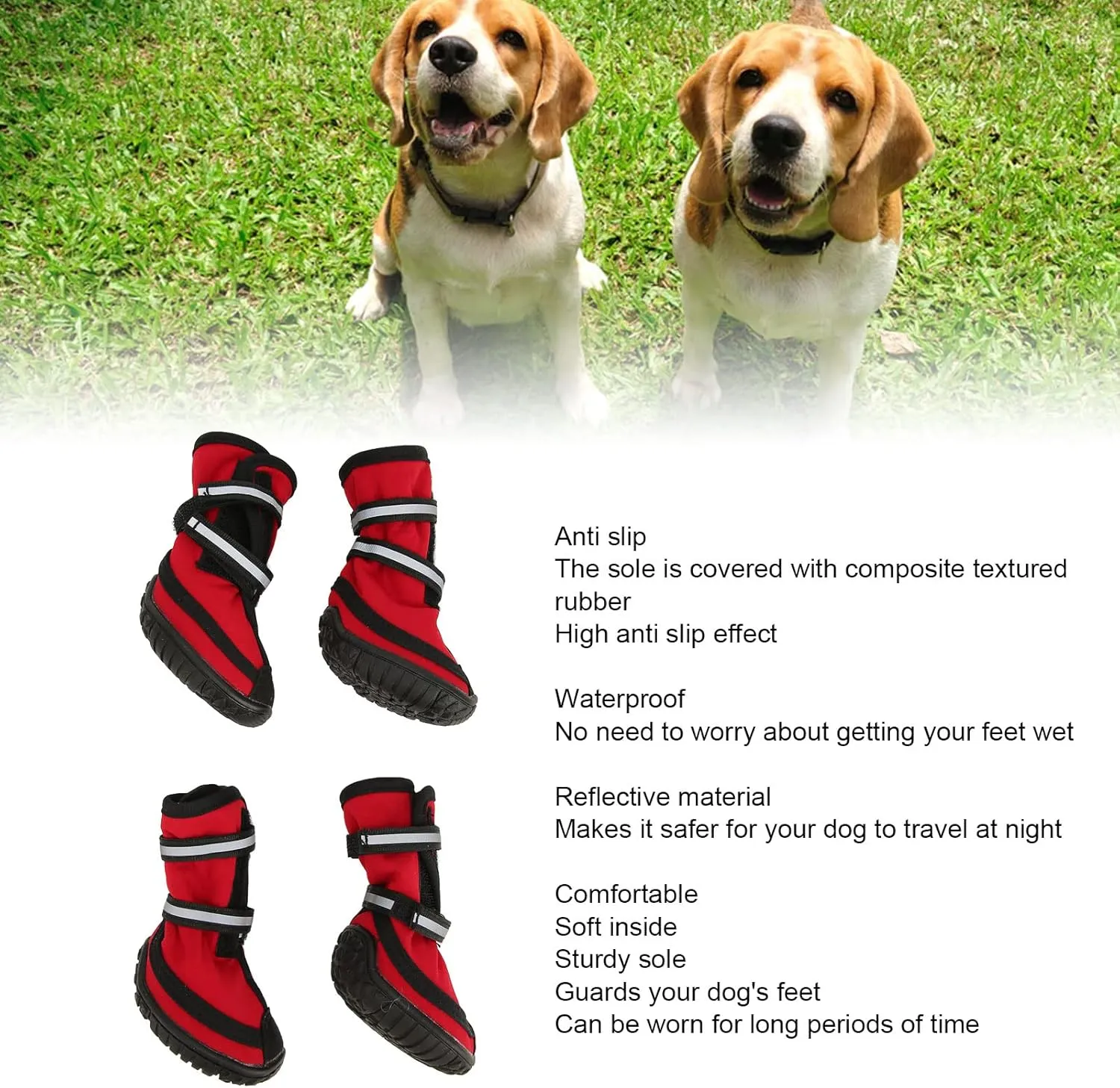 Dog Shoes, Water Anti Slip Dog Boots Protector with Reflective Strips for Rainy Day Winter Outdoor Hiking Traveling(XXL)