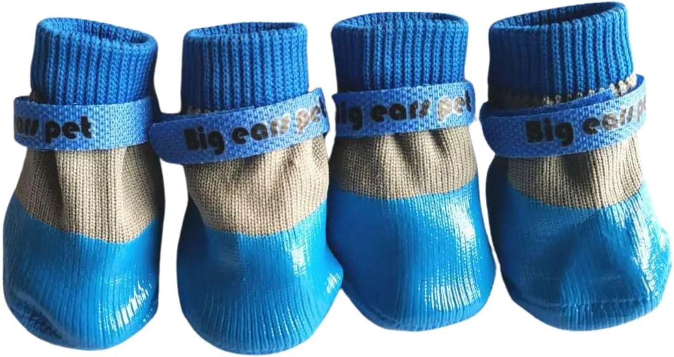 Dog Shoes,Waterproof Anti-Slip Pet Socks,Wear-Resistant Outdoor Booties with Rubber Soles for Hiking and Running_M(Blue), Medium