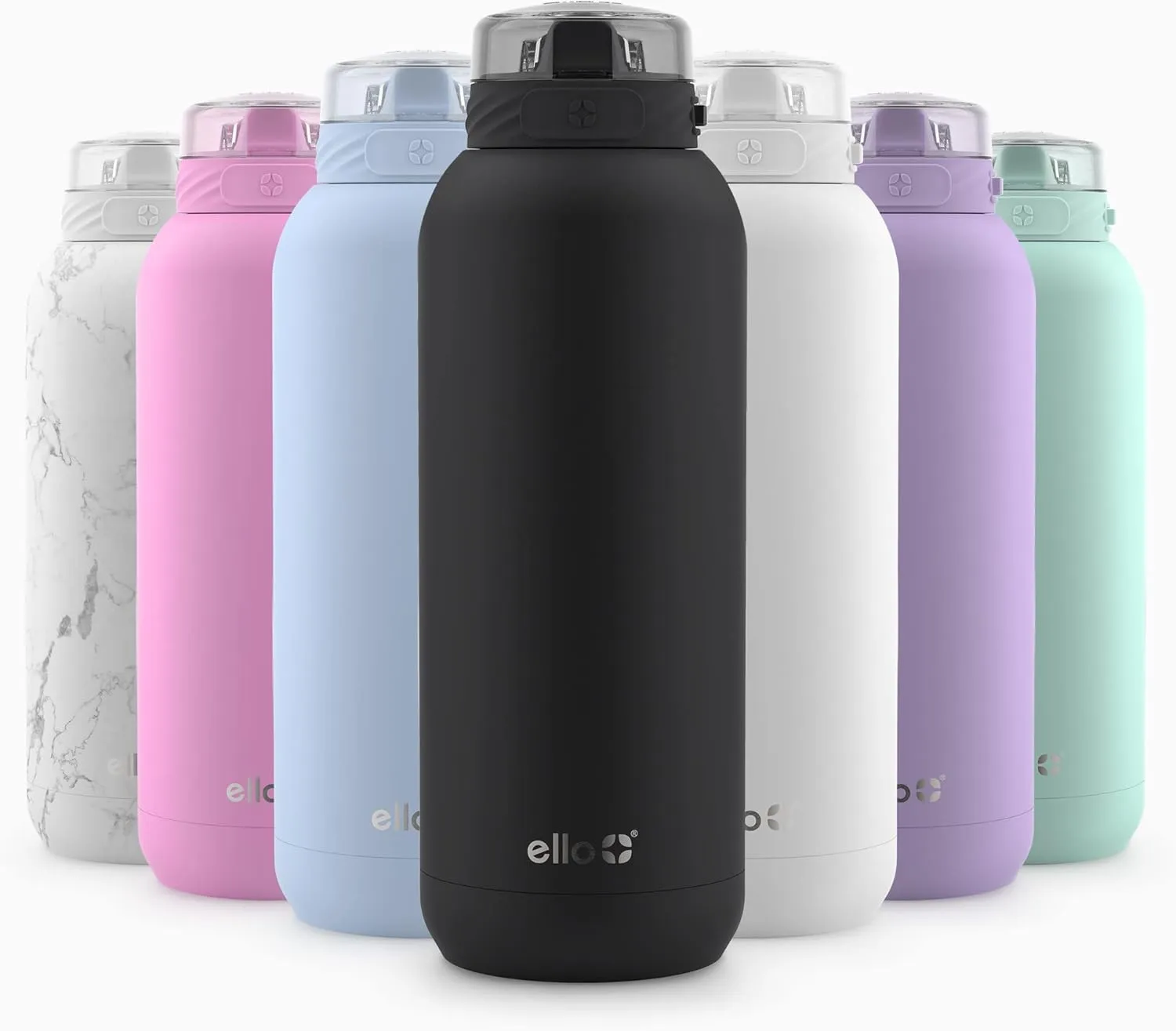 Ello Cooper 18oz Kids Stainless Steel Water Bottle with Straw and Carry Handle, Double Walled and Vacuum Insulated Metal, Leak Proof Locking Lid with Soft Silicone Spout, Reusable, BPA Free, Black