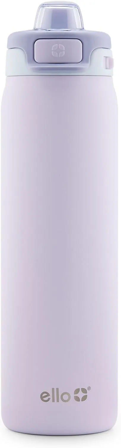 Ello Pop & Fill Stainless Steel Water Bottle with Quick Fill Technology, Double Walled Vacuum Insulated Metal, Leak Proof Locking Lid, Sip & Chug, BPA Free, Holiday Gift for Him Her, 22oz, 32oz, 40oz