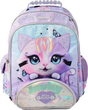Girls Backpack Cute Cat Backpack for Girls Kids Kawaii for Preschool ElementaryKindergarten,Light Purple Color.Large Capacity.16 Inch