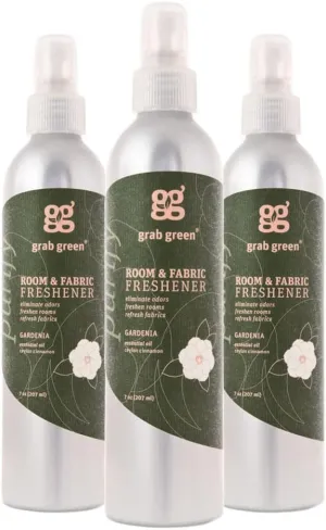 Grab Green Room and Fabric Freshener, 7 Ounce (Pack of 3), Gardenia Scent, Plant and Mineral Based, Eliminates Odors, Freshens Rooms, Refreshes Fabric