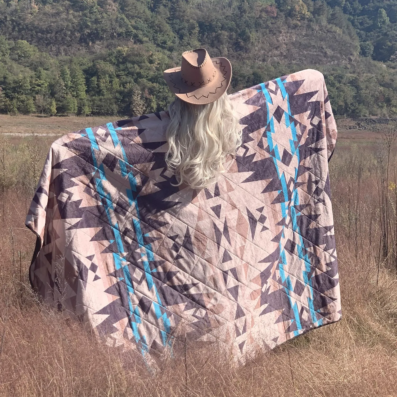HORIMOTE HOME Outdoor Waterproof Camping Blanket, Extra Thick Flannel Fleece Warm for Cold Weather, Windproof Aztec Blankets Foldable for Stadium Picnic Dog Pet Car(Dakota)