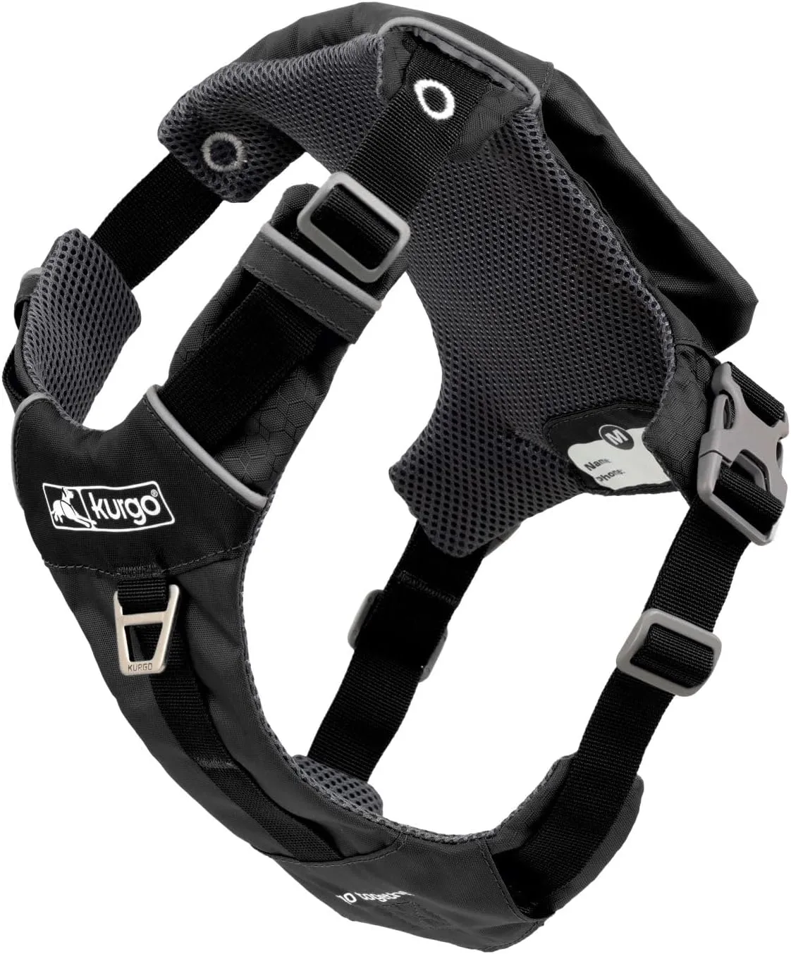 Kurgo Stash n Dash Dog Harness, Lightweight Vest Harness for Dogs, Pet Harness with Pocket, Folds into a Pouch, for Running, Hiking, Reflective, Black (Medium)