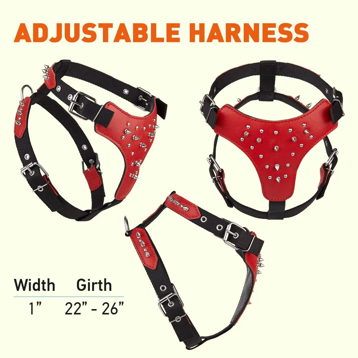 Leather   Nylon Spike Harness