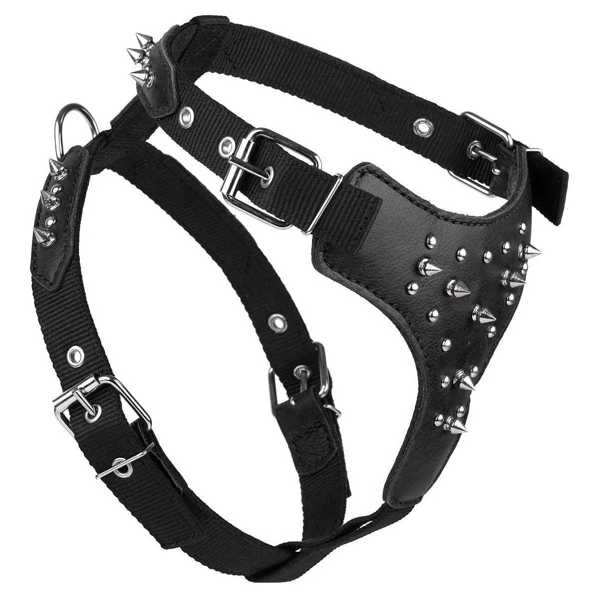 Leather   Nylon Spike Harness