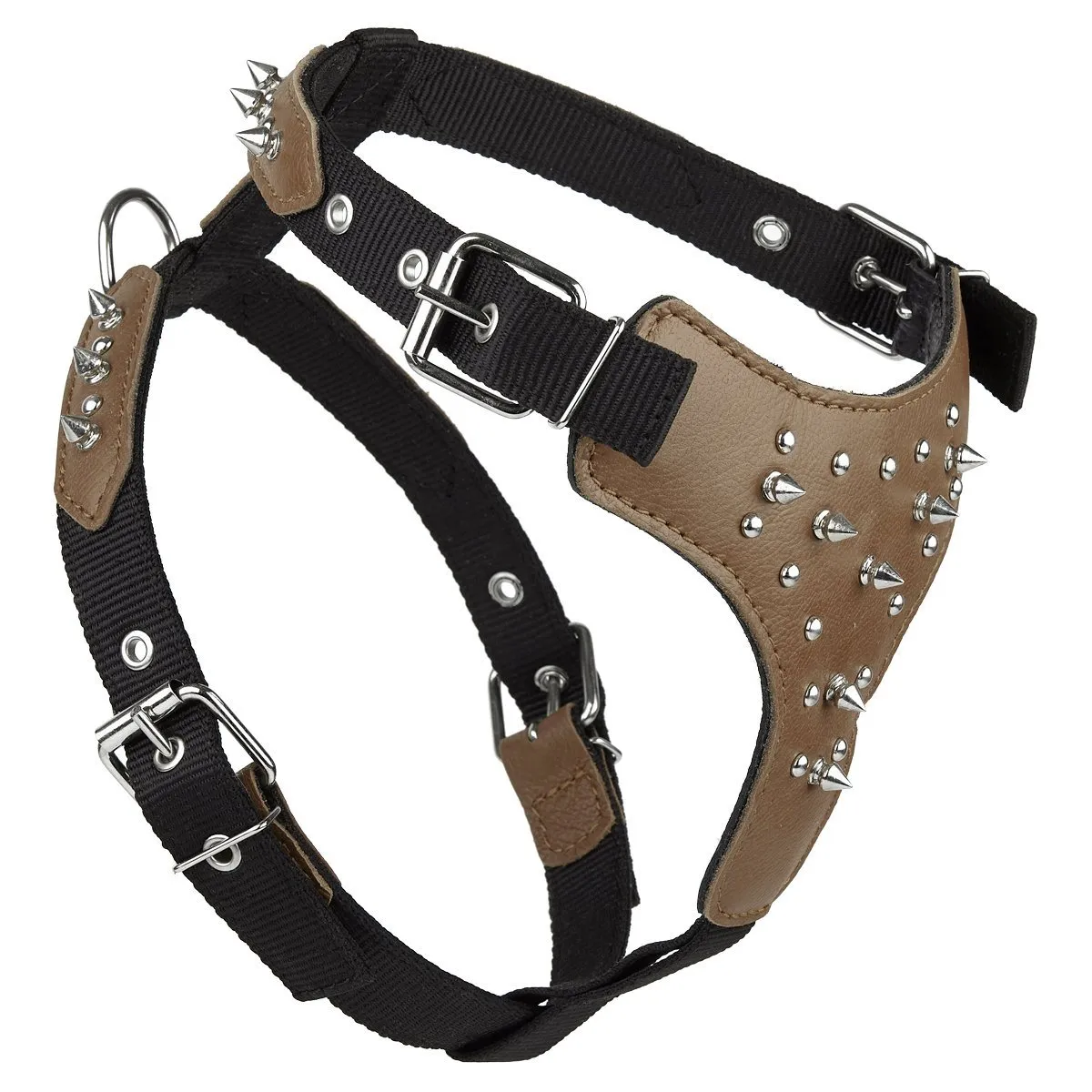 Leather   Nylon Spike Harness