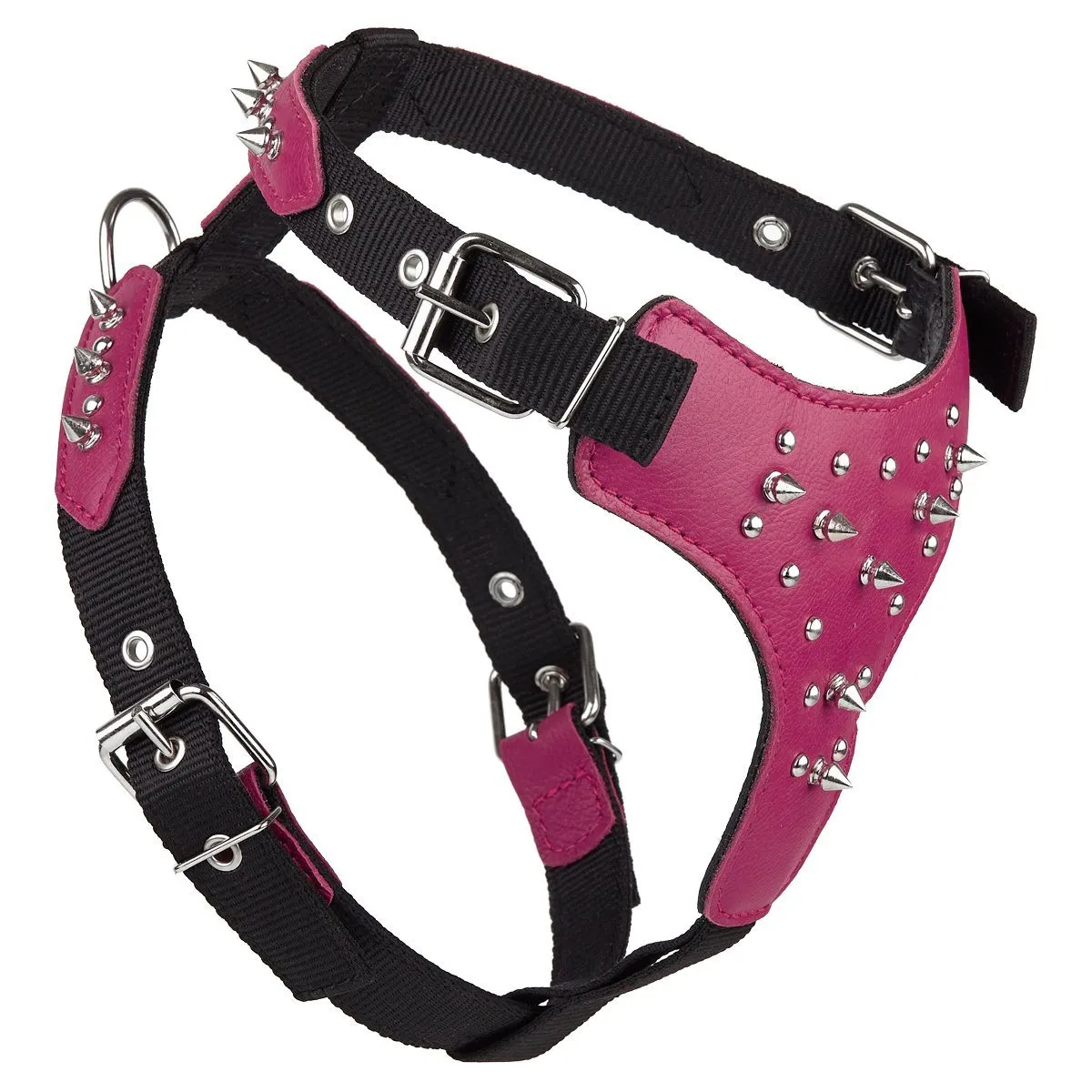 Leather   Nylon Spike Harness
