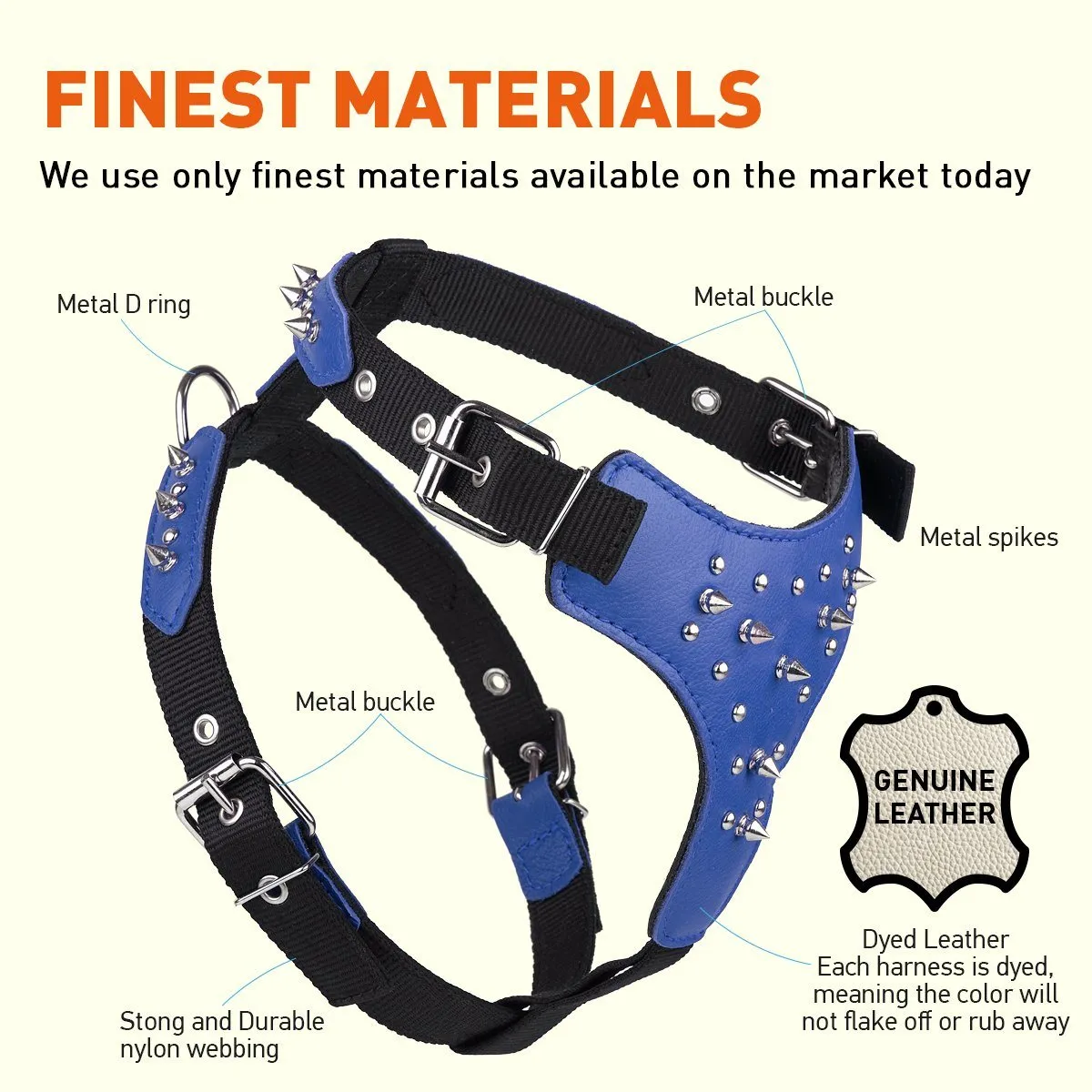 Leather   Nylon Spike Harness