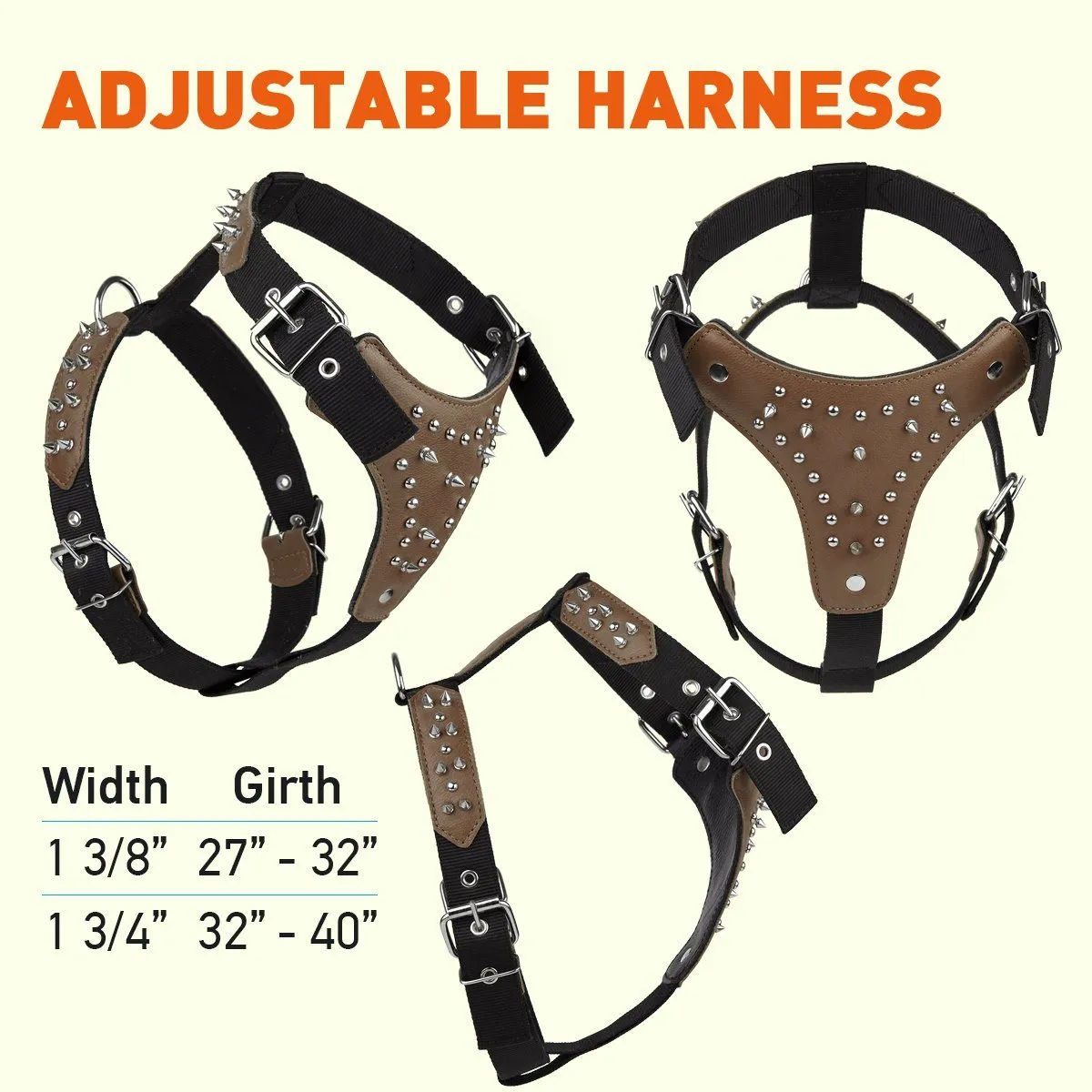 Leather   Nylon Spike Harness