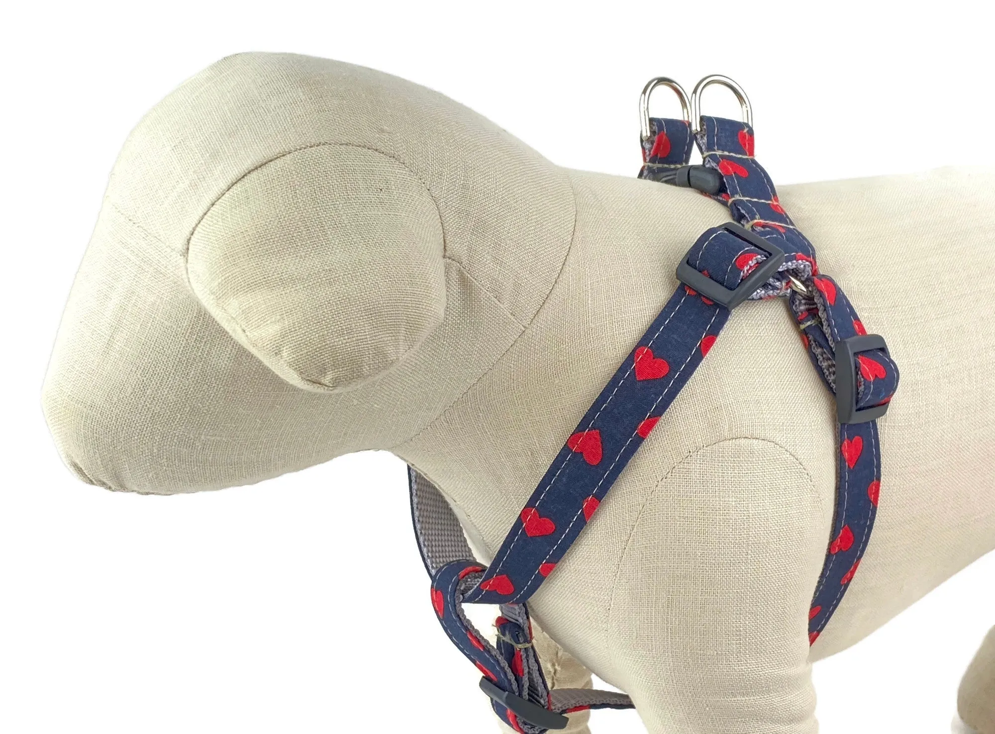 Midnight Red Hearts Dog Harness - 757