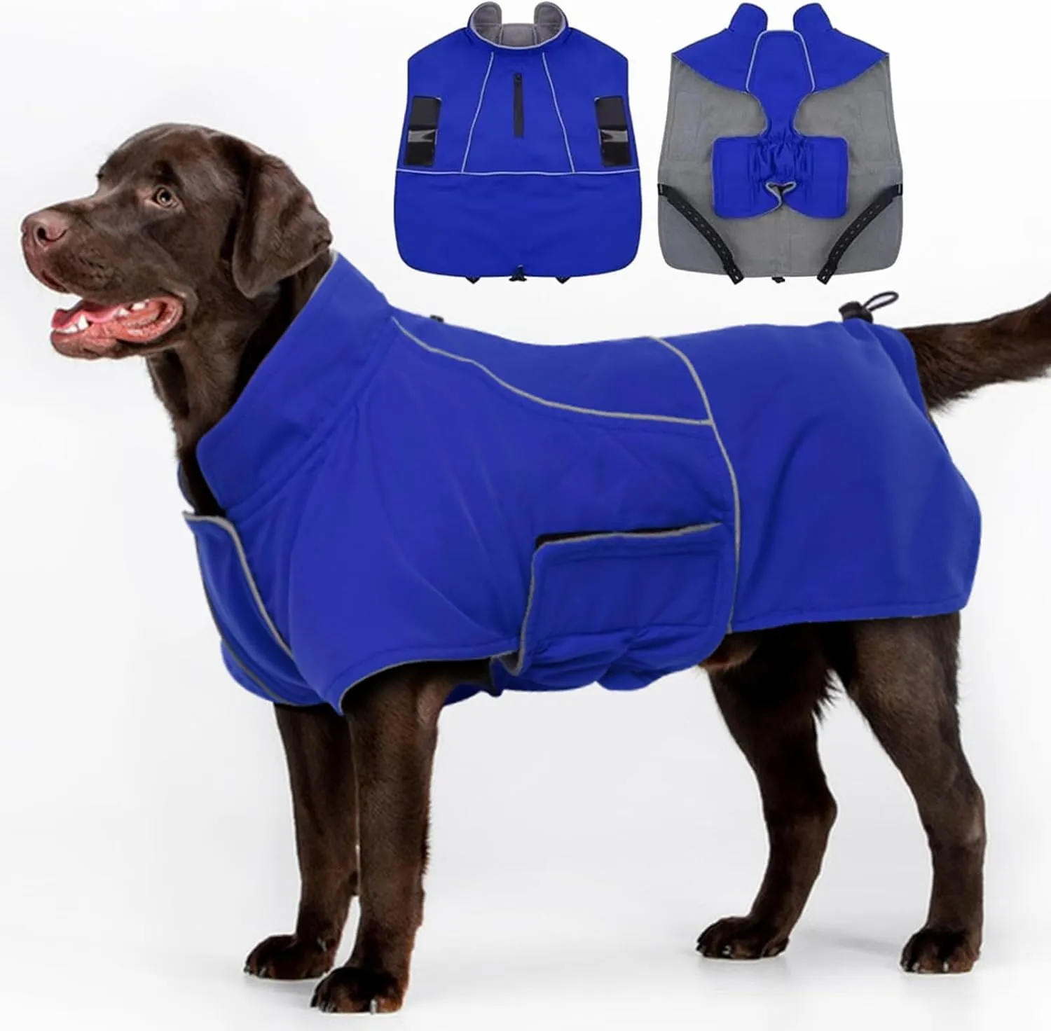 MIGOHI XXL Dog Jacket - Waterproof Winter Coat for Boys & Girls - Blue, Perfect for Golden Retriever & Weimaraner, Hiking & Camping