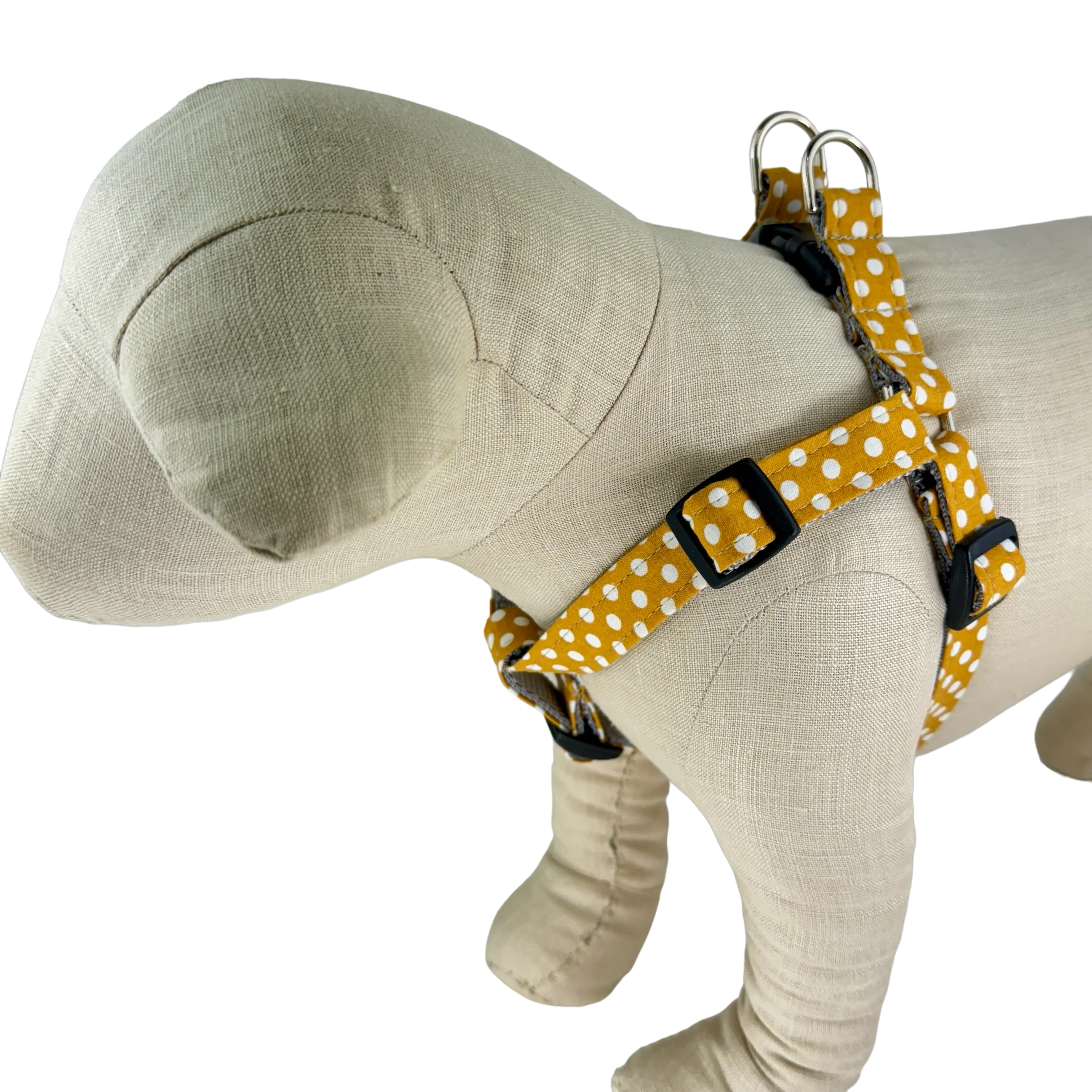 Mustard/White Polka Dot Dog Harness - 514