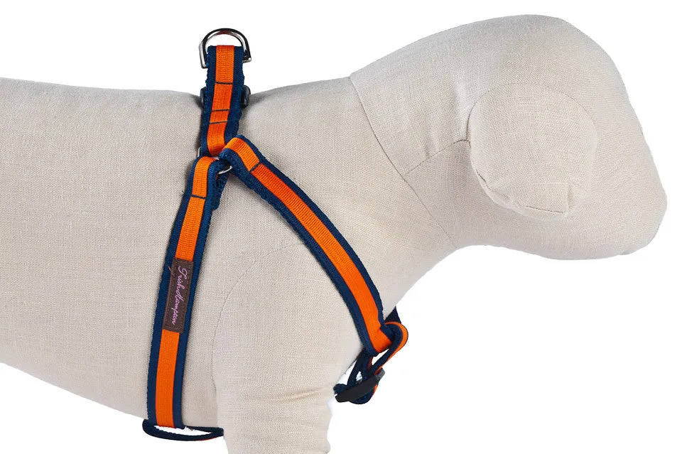 Navy/Bright Orange Stripe Dog Harness - 305