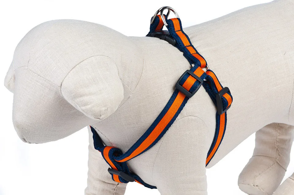 Navy/Bright Orange Stripe Dog Harness - 305
