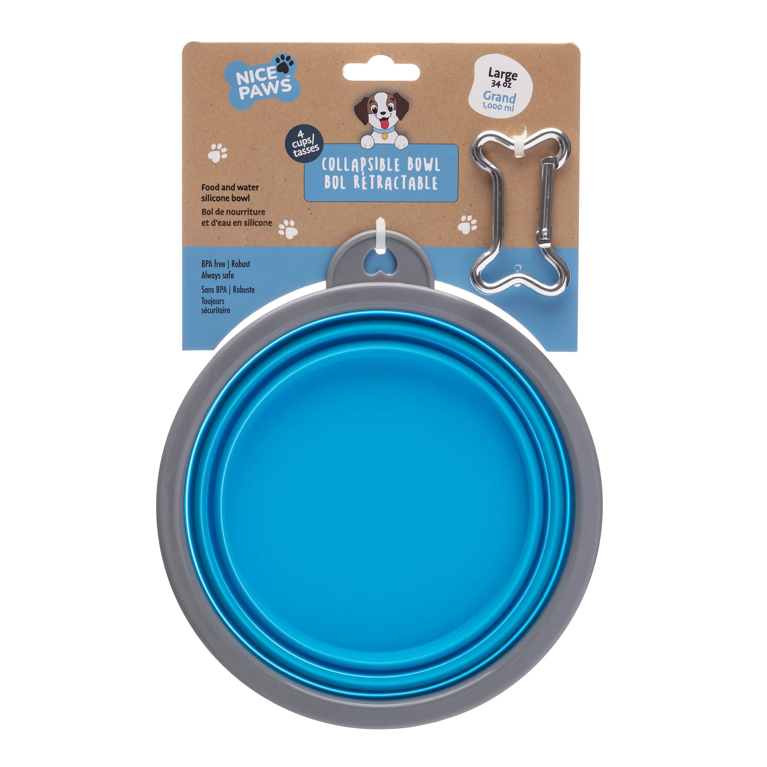 Nice Paws Collapsible Silicone Bowl with Carabiner