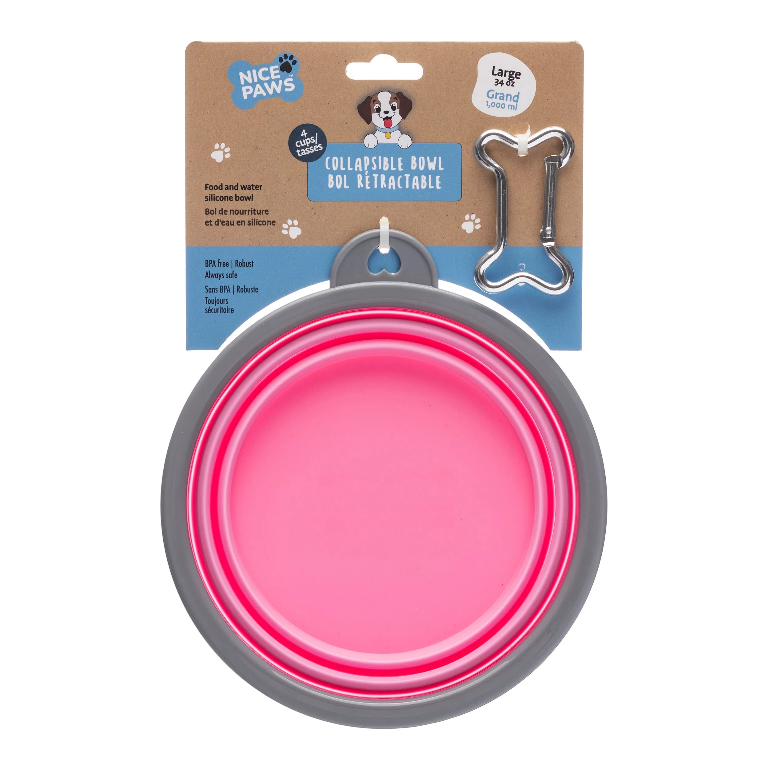 Nice Paws Collapsible Silicone Bowl with Carabiner