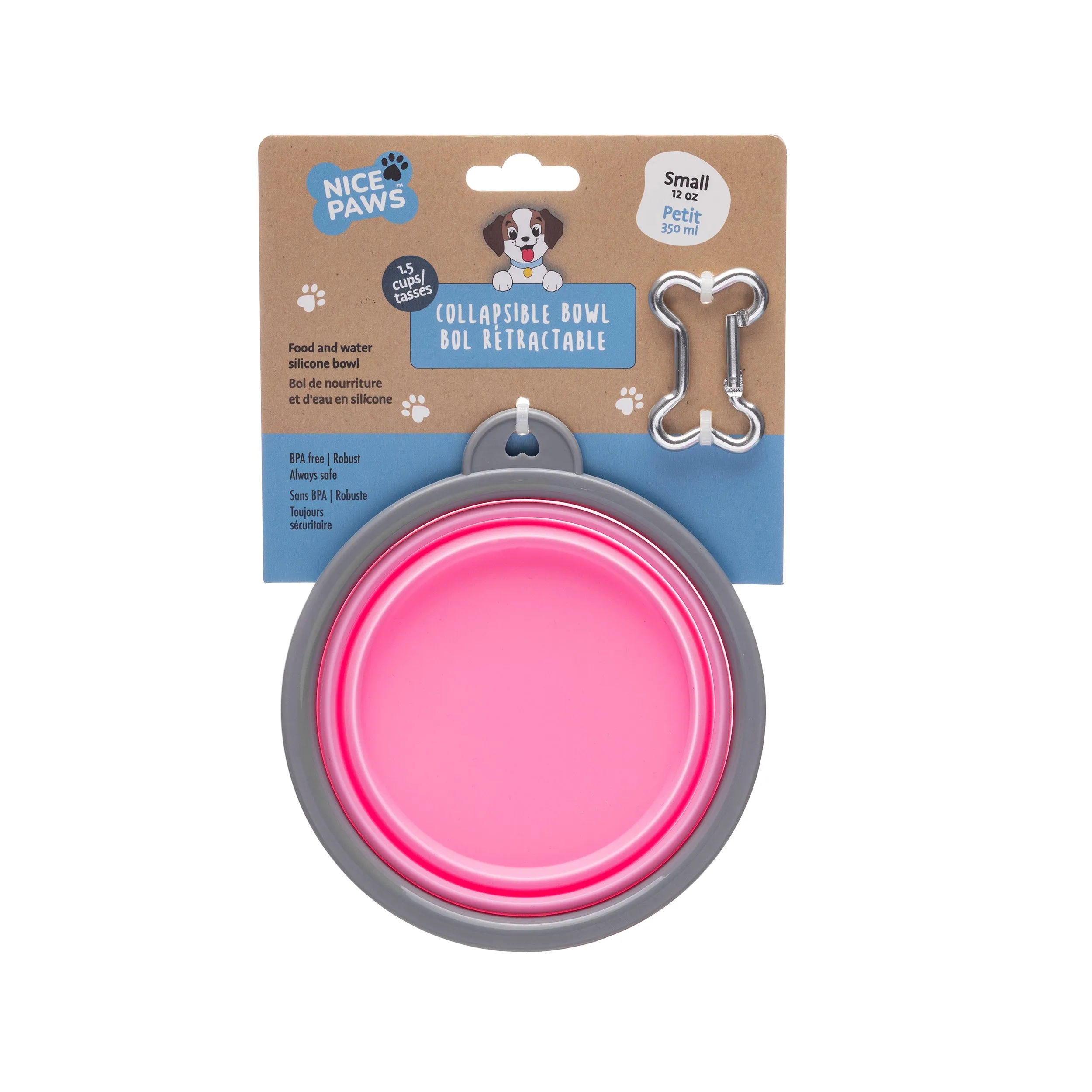 Nice Paws Collapsible Silicone Bowl with Carabiner