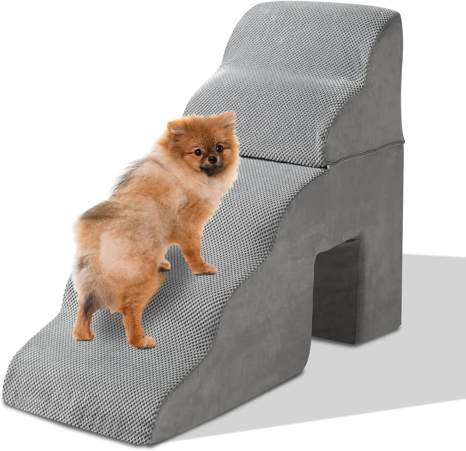 Outvita Dog Stairs, 5-Step Dog Steps for High Bed, Pet Steps for Small Dogs and Cats, Non-Slip Balanced Pet Ramp Indoor, Grey