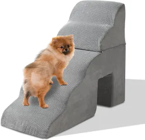 Outvita Dog Stairs, 5-Step Dog Steps for High Bed, Pet Steps for Small Dogs and Cats, Non-Slip Balanced Pet Ramp Indoor, Grey