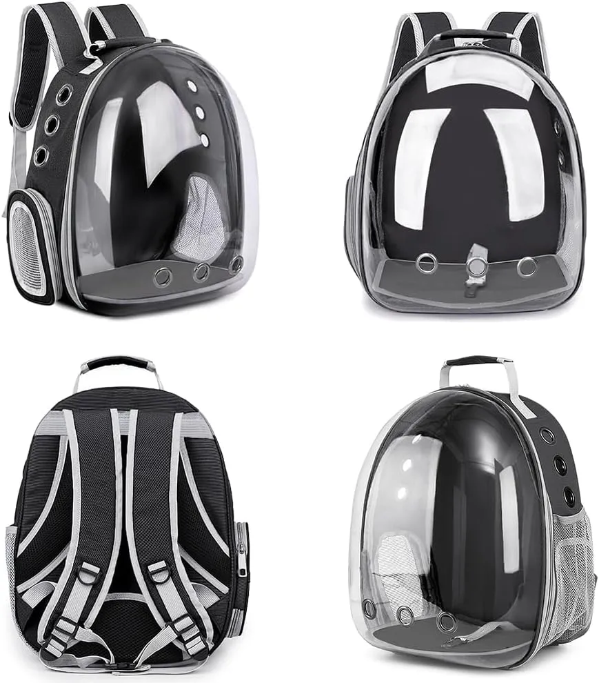 Pet Backpack Carrier,Bubble Backpack Cat Carrier,Pets and Small Dogs,Space Capsule Pet Carrier for Traveling, Walking, Hiking and Outdoor Activities (Black)