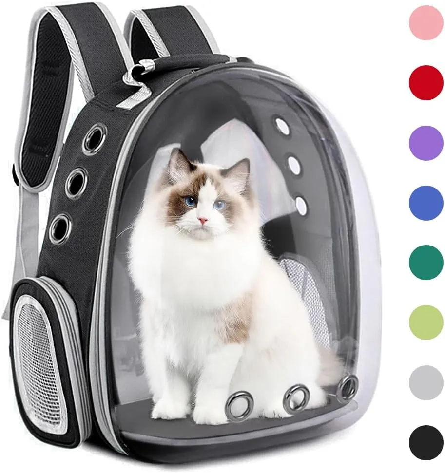 Pet Backpack Carrier,Bubble Backpack Cat Carrier,Pets and Small Dogs,Space Capsule Pet Carrier for Traveling, Walking, Hiking and Outdoor Activities (Black)